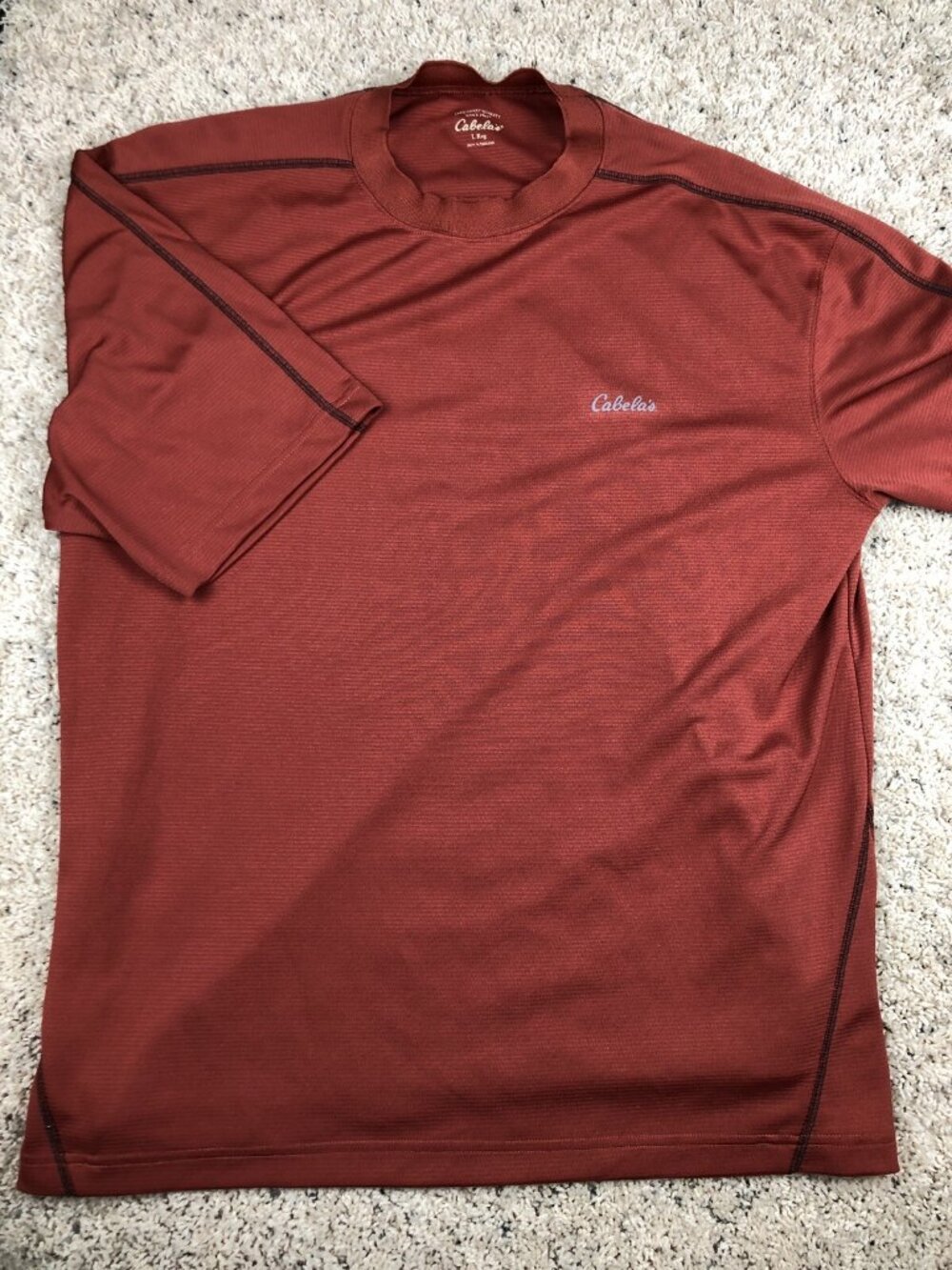 Cabela’s Mens Orange Short Sleeve T Tee Shirt Size L Large Reg Activewear